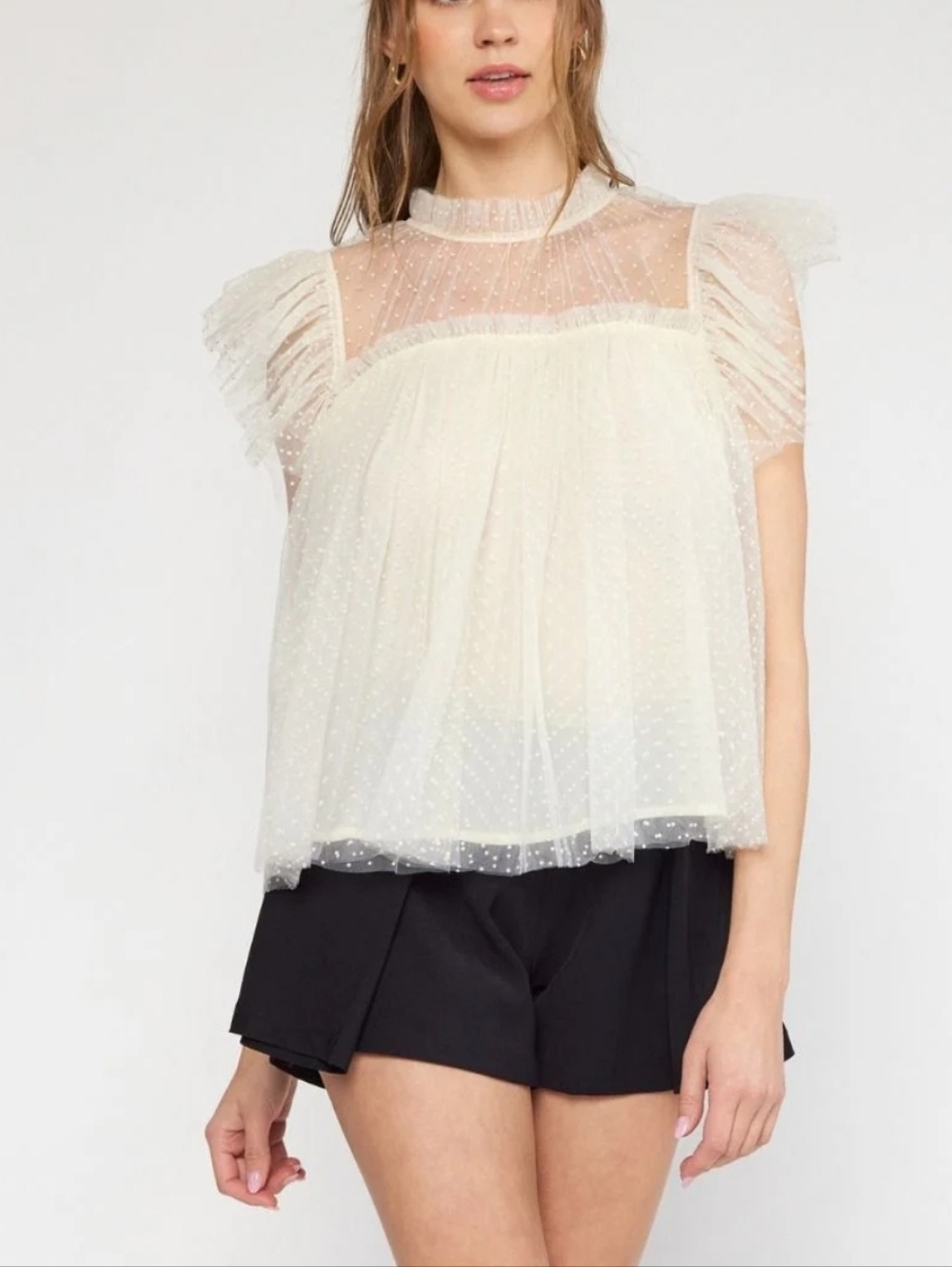 Entro The Wanderlust Tulle Top Cream Feminine Medium Whimsy